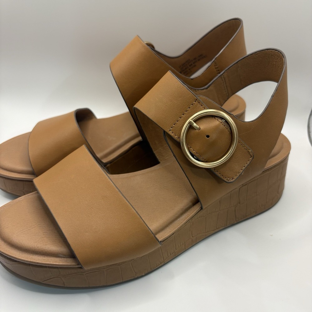 SOFFT FAEDRA Leather Platform Women's Sandals Size 9 Color Luggage - Picture 2 of 8